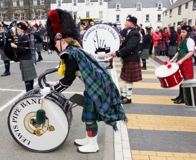 Pipe bands from throughout the Hebrides performing in Portree, Isle of Skye