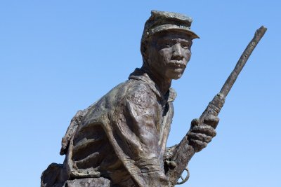 Statue commemorating the 'Buffalo Soldiers' stationed at Fort Selden