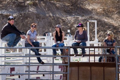 Hanging out, chatting, and watching the riders