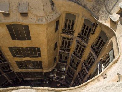 La Pedrera -- looking down to the central courtyard from the roof