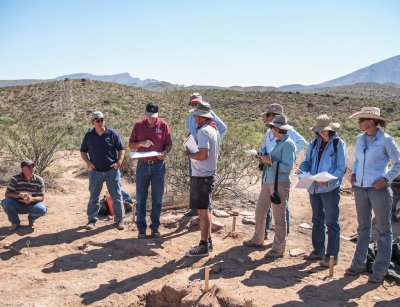 Dr. Bill Walker describing the site to a group from the Jornada Experimental Range