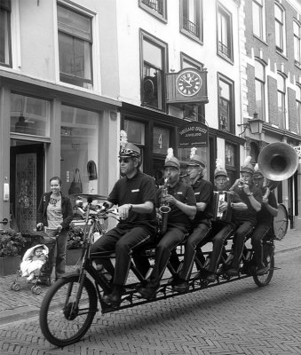 A brass band from Holland and their six-seater cycle