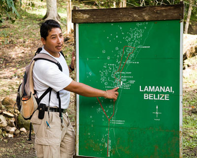 Ruben explaining Lamanai ruins