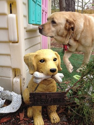 Glinda and Ceramic Dog<BR>April 24, 2012