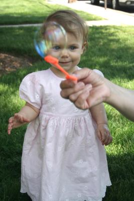 Emma with bubbles