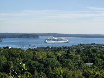 Acadia NP - Cruise Ship from Mountain Top