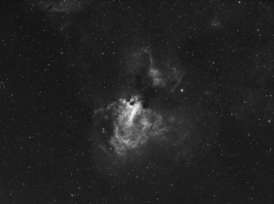 M 17 or the Swan Nebula in Ha