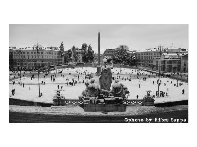 Piazza del popolo, la nevicata del tre