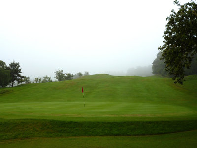 Misty 18th green  fairway.