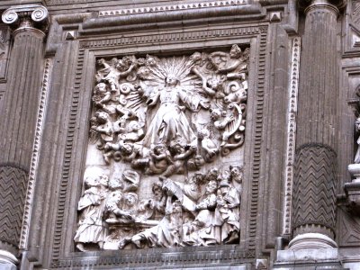 Mxico City's Cathedral stone carved main facade medallion