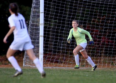 EB Viking goalie Brooke Troupe in position to defend