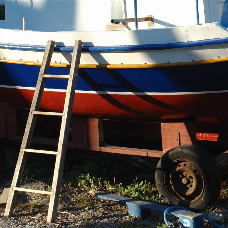 Climbing the boat