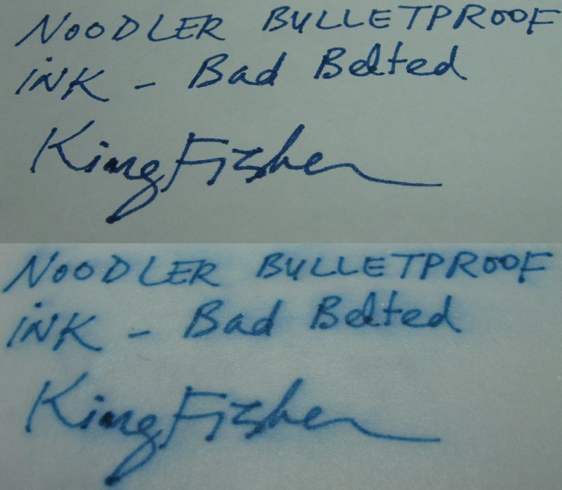 Quick test of Noodler Bulletproof ink on paper