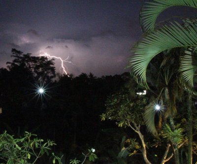Distant lightning seen from Oka Wati Hotel