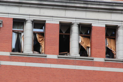 Broken windows in the Supreme Court building