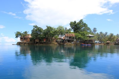 One of the many man made islands in the lagoon