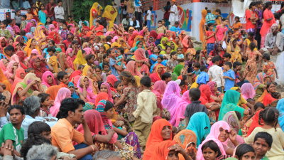 Colorful crowd outside Udaipur