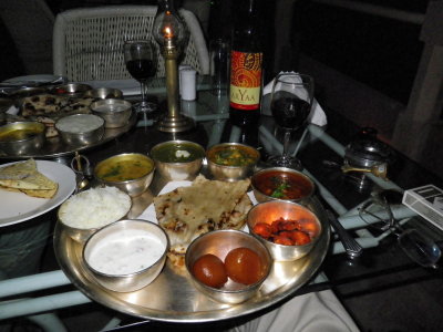 Thali at Indique, the rooftop restaurant at Pal Haveli