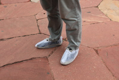 Taj Mahal. Correct footwear for entering the tomb