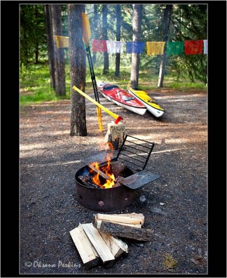 Camping-Two-Jack-Lake-BC, Kayaks-firepit.jpg