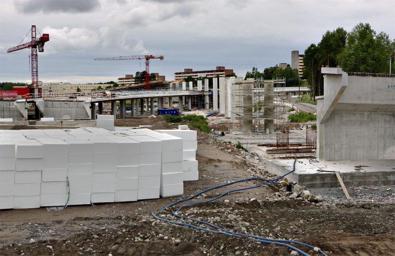 Trafikplats Rinkeby - korsningen mellan E18 och Kymlingelnken brjar ta form