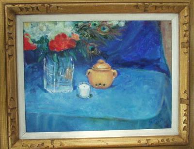 blue still life oil  11x14