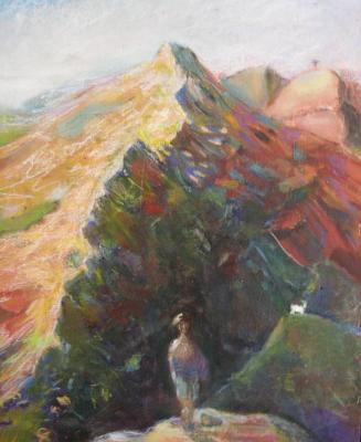 Mountain goats, oil, pastel