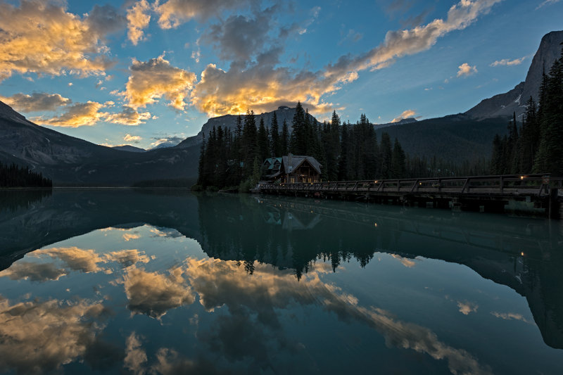 Emerald Lake Chalet Bridge At Dawn - Yoho National Park