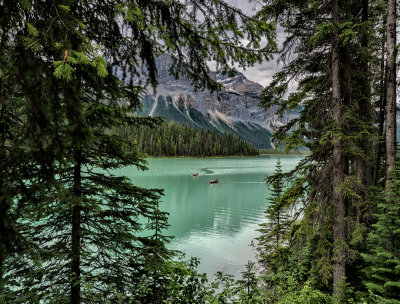 Canoeist On Emerald Lake