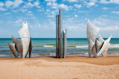Les Braves sculpture at Omaha Beach, Normandy