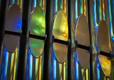 Barcelona Sagrada Familia - Organ refelecting the stain glass