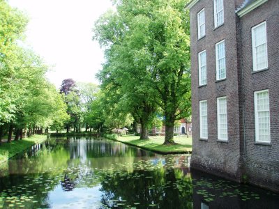 Moat and trees