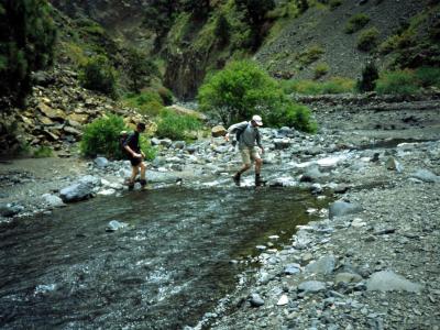 Wading a riverbed