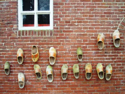 Clogs on a wall