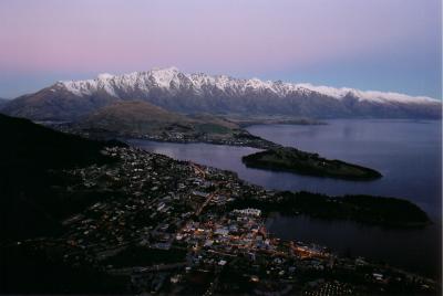Queenstown at dusk, New Zealand.