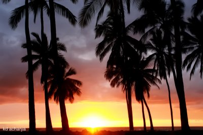 Sunset with brighter colors on The Puuhonua o Honaunau National Historic Park, Big Island