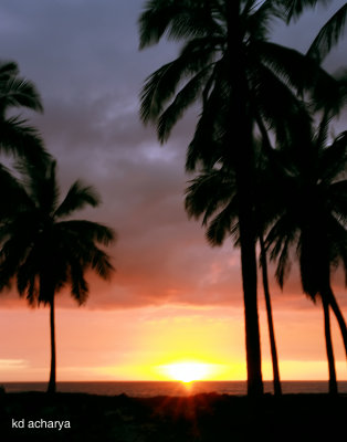 Sunset with brighter colors on The Puuhonua o Honaunau National Historic Park, Big Island