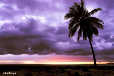After sunset  with brighter colors on  The Puuhonua o Honaunau National Historic Park, Big Island