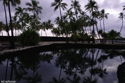After sunset by the lagoon on The Puuhonua o Honaunau National Historic Park, Big Island