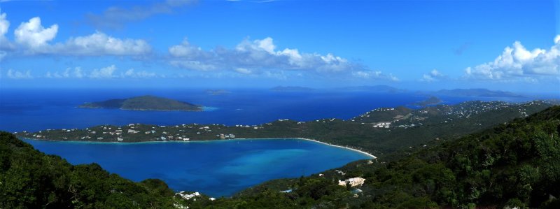 Panorama of Megans Bay, British Virgin Islands, and St. John (right)