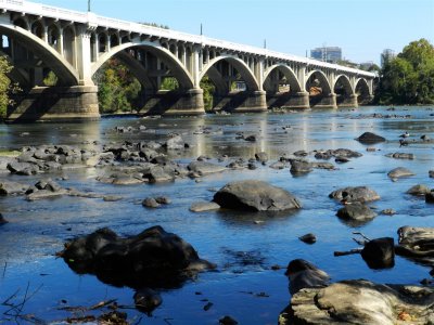 Congaree River at low water under Gervais St. Bridge
