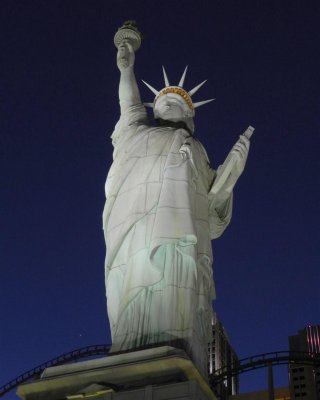 Lady Liberty watching all the crazies on the Strip