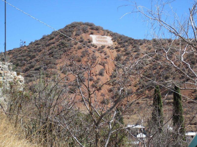 B Hill from atop the Maxfield staircase in Old Bisbee