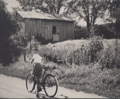 Ed Kay on bicycle - 1939