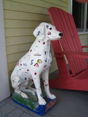 art dog on friend's porch