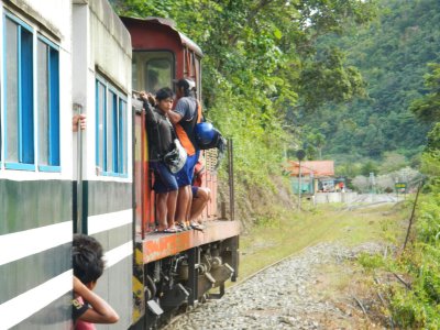 Mountain rail along Padas River.