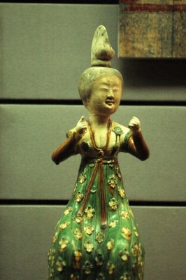A Royal Maid, Tri-colors Pottery, Tang Dynasty, Shaanxi State History Museum