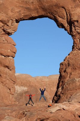 Jumping at Turret Arch