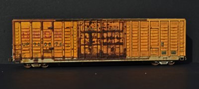UP #960874 - Weathering moving across from left to right, now all the way across the car on side B