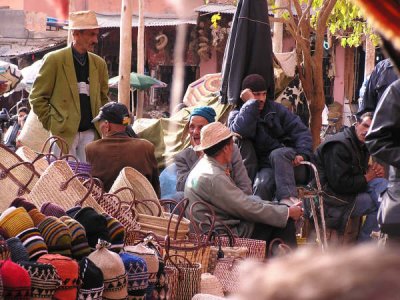 Men at the Souq of a Marrakech Medina